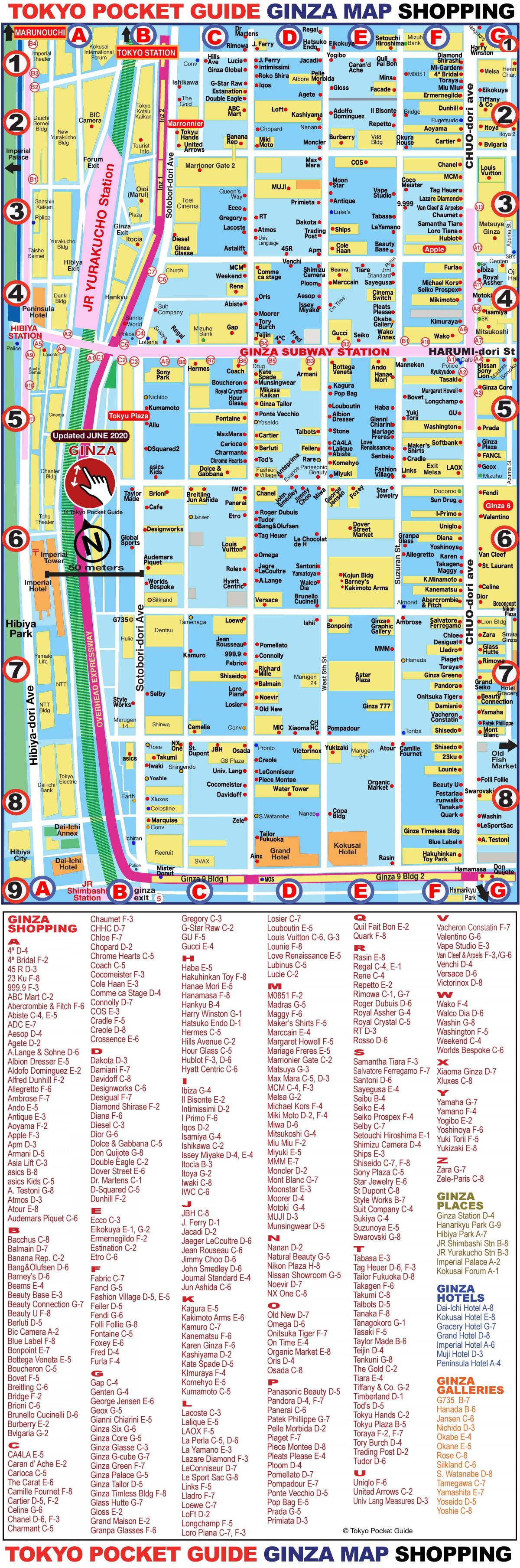 Ginza shopping district map