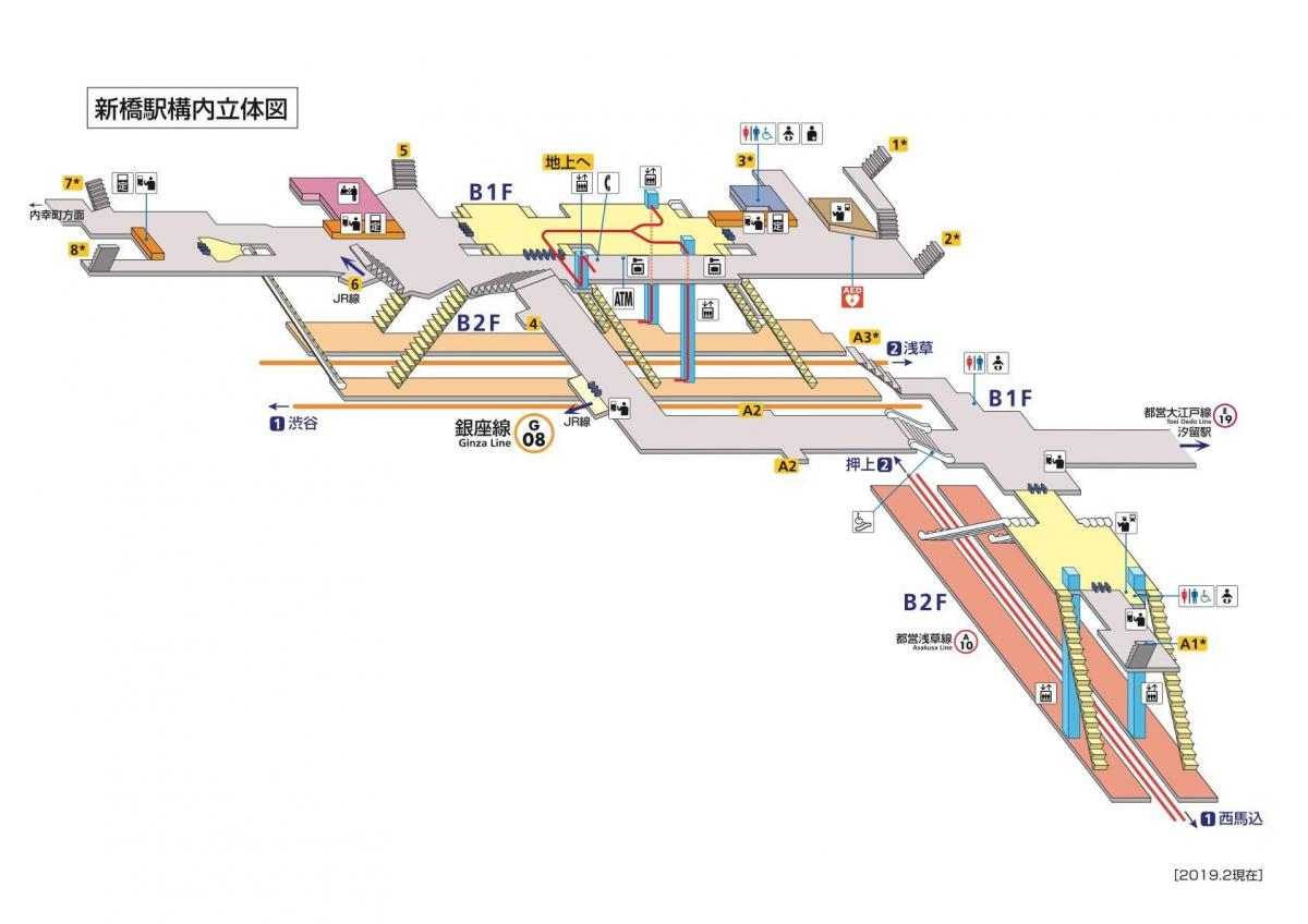 map of Shimbashi station