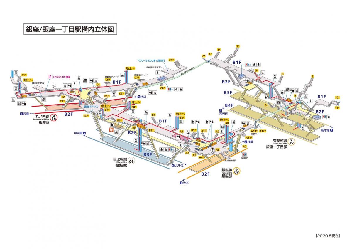 map of Ginza station