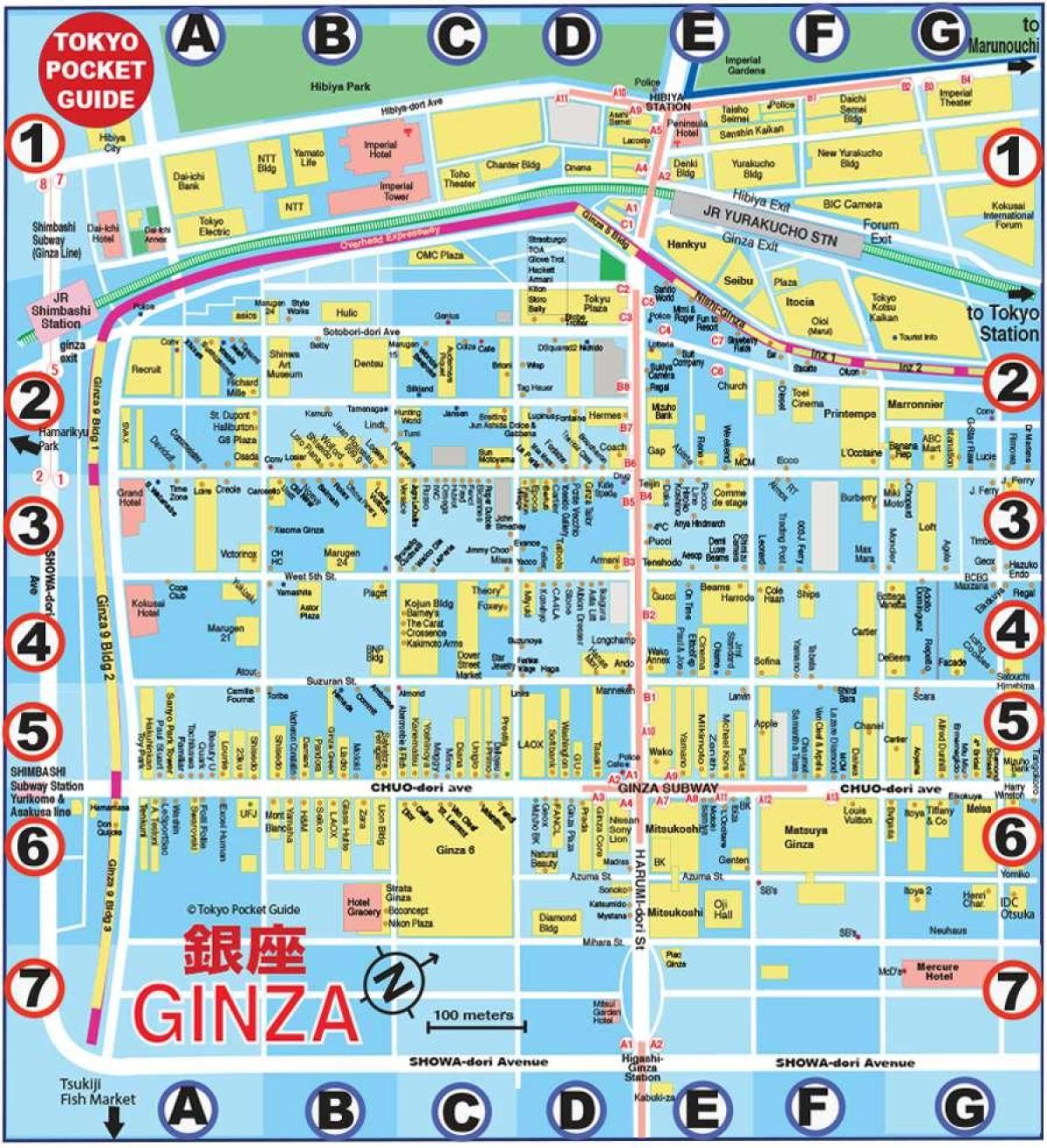 map of Ginza Tokyo in english