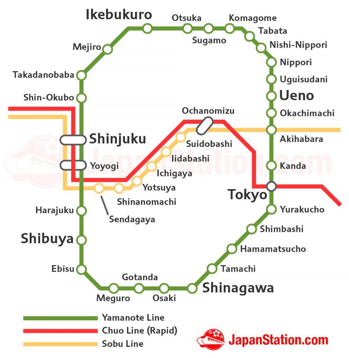 Tokyo JR line map