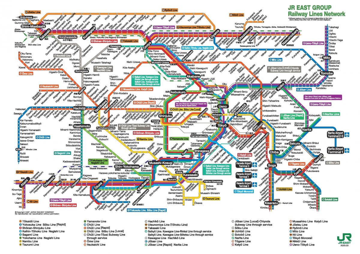 Tokyo JR train map
