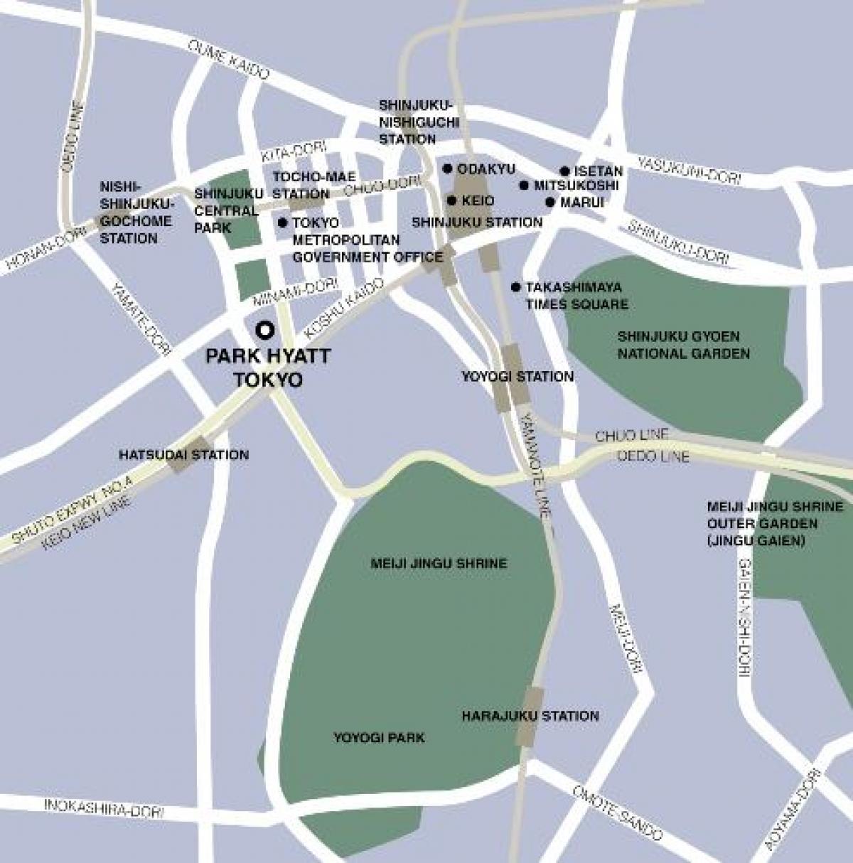 map of park hyatt Tokyo