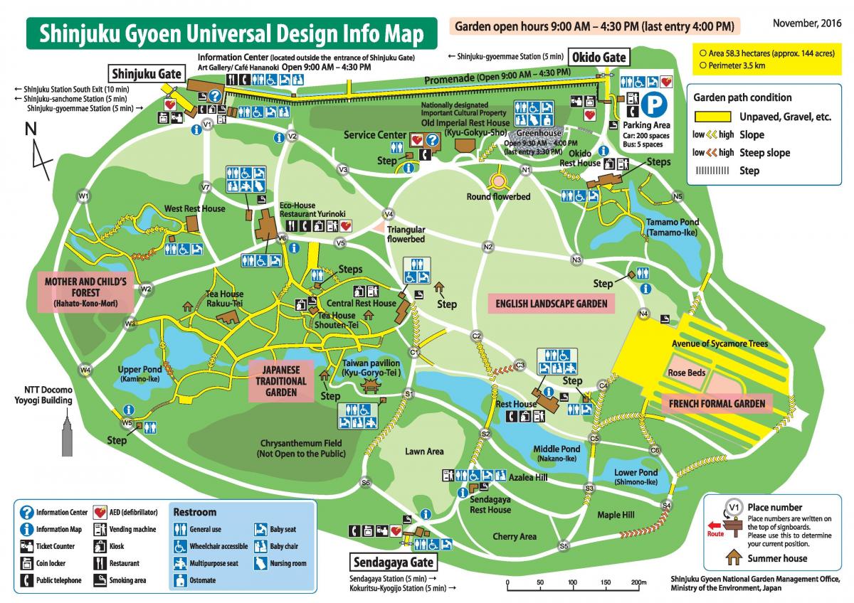 map of Shinjuku gyoen park