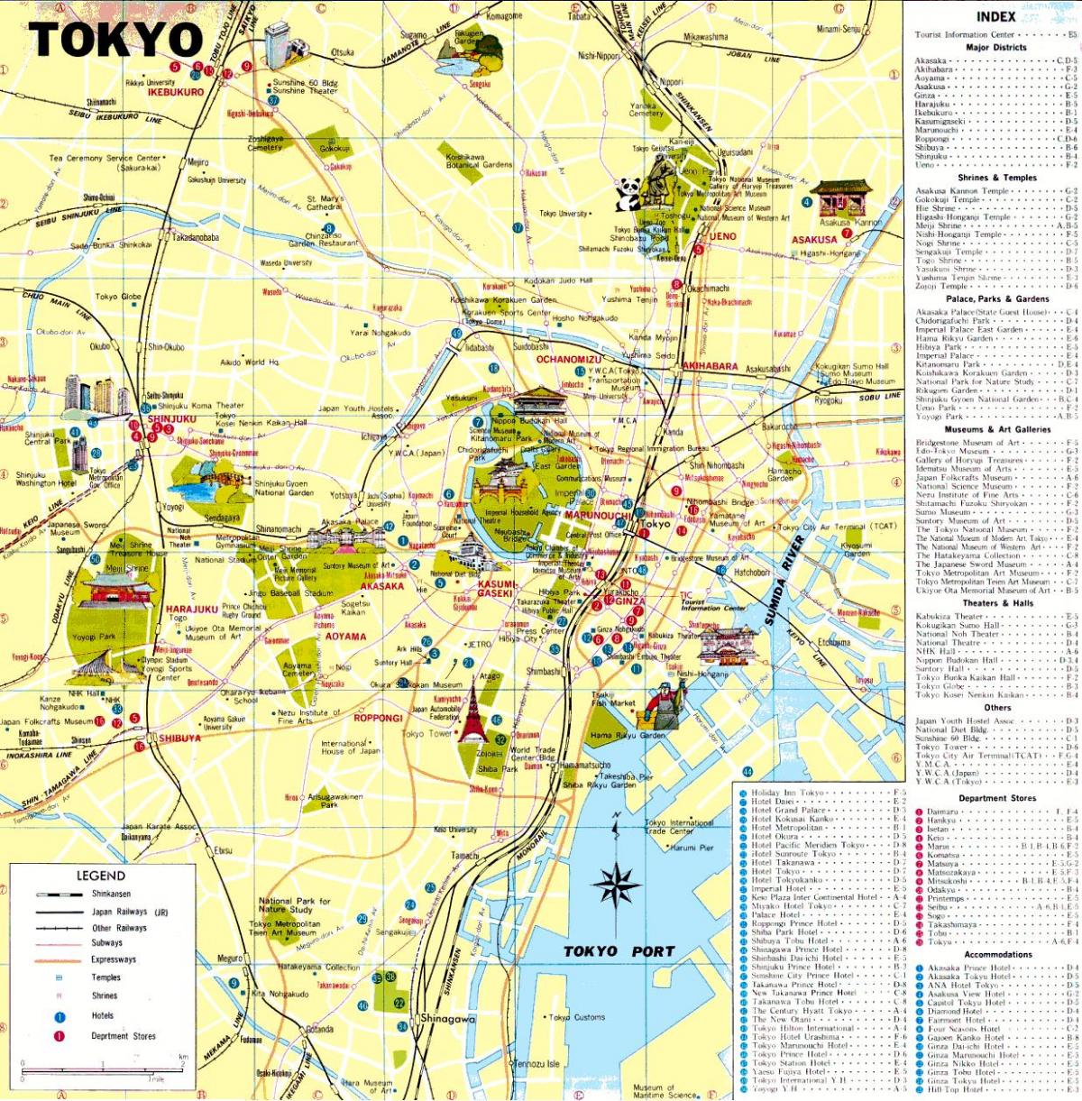 Tokyo tourist attractions map