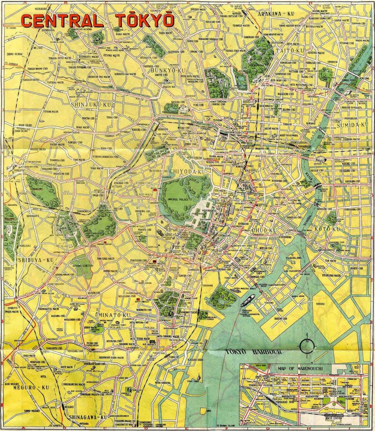 Tokyo City Centre Map Tokyo city centre map   Map of Tokyo city centre (Kantō   Japan)