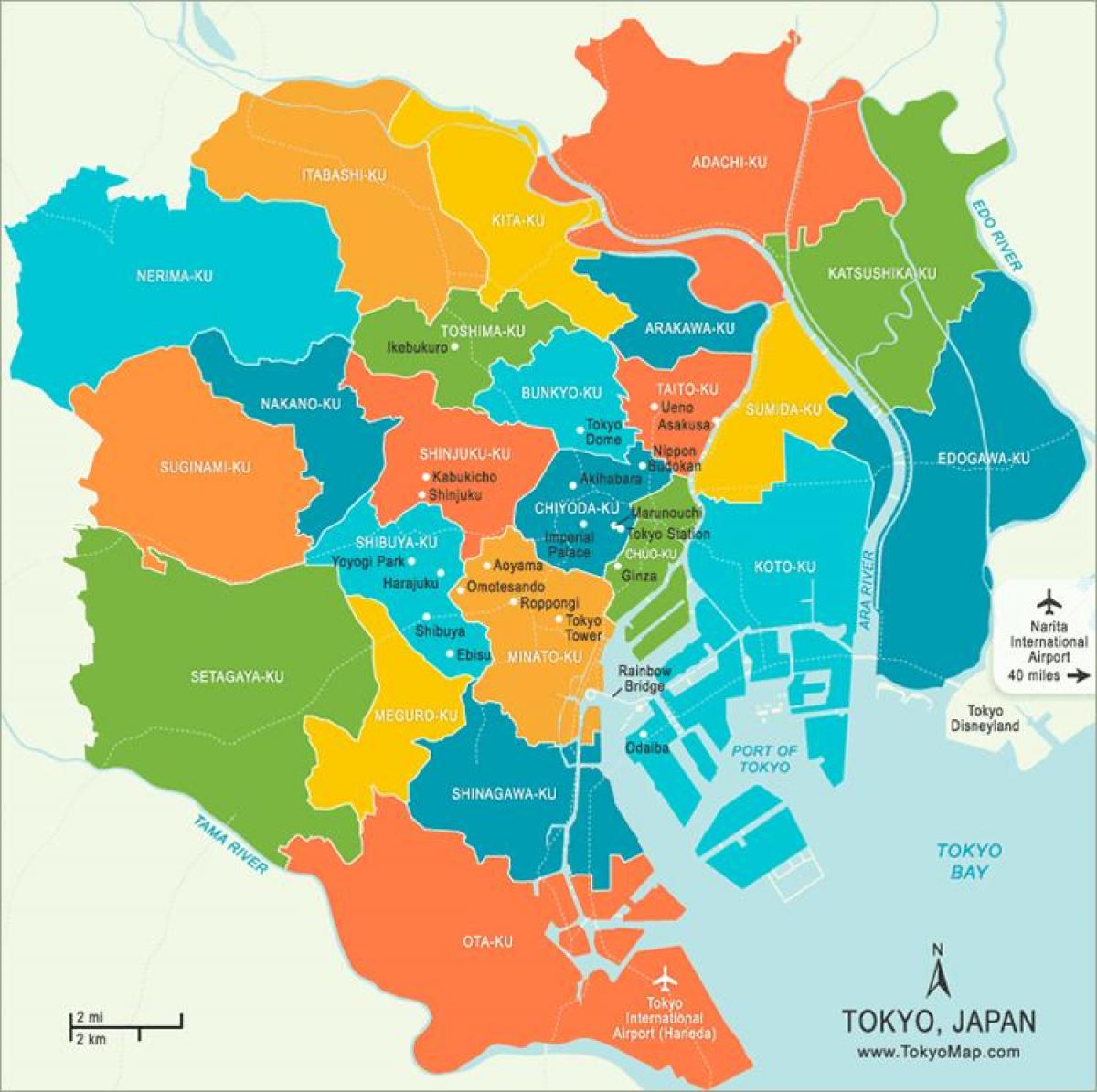 Tokyo neighborhood map - Map of Tokyo neighborhoods (Kantō - Japan)